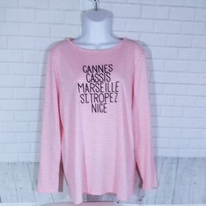 Talbots T Shirt Size X Plus Pink Stripe